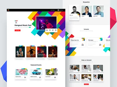 Events Template blue branding clean countdown creative design drawing events festival landingpage minimal music party pattern template ui ux web webpage website