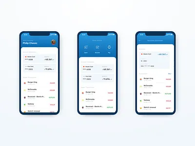 Design Exercise - Mobile Bank App Dashboard bank app banking blue card clean dashboard design exercise flat minimal mobile app quick actions ui ux