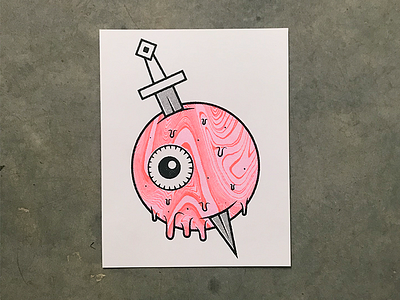 Eyeball Risgraph blade design eye eyes illustration knife neon orange pink riso riso print risograph risography risoprint