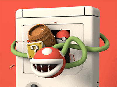 Gameboy Classics Animated 3d animation c4d donkey kong gameboy mario pokemon