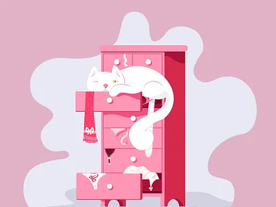 Oops and 404 404 cat flat illustration pink underwear