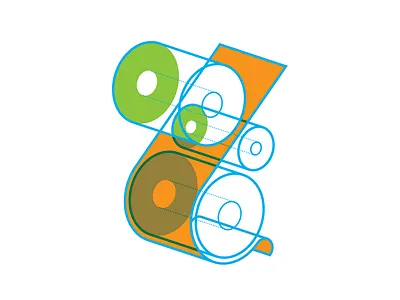 Iso 02 - Print Process colour concept device illustartion isometric line art printing press tablet vector