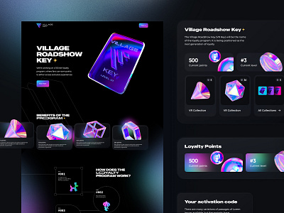 Landing Page For Village Roadshow WEB3 access blockchain branding card crypto crypto design cryptocurrency design illustration interface logo nft ui villageroadshow web3