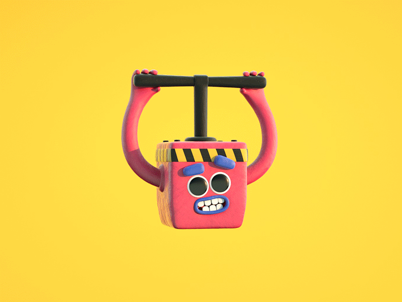 OMG! 3d bomb box c4d c4dfordesigners cartoon cartoon illustration character characterdesign characters color creative explosive gif loop red tnt yellow