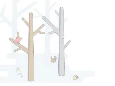 Squirrel looking for acorn illustration