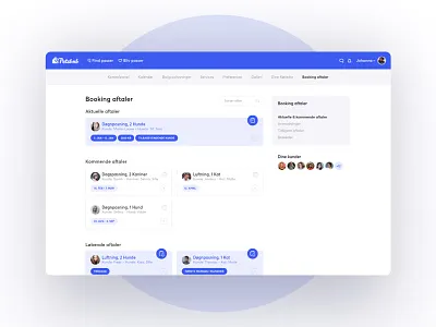 Client bookings on pet care platform blue booking branding clients icons menu pet sketch user interface ux website website builder