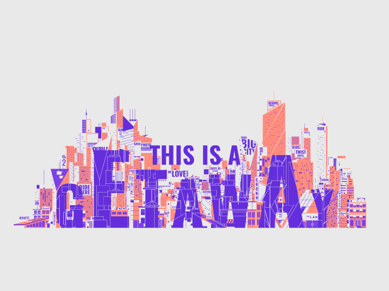 Chaotic Big City animation buildings city hotel landscape motion skyline typography