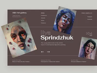 Design concept Art Gallery art art gallery artist artwork design dribbble exhibitions figma gallery landingpage typography ui uidesign uidesigner uitrends user experience user interface ux web webdesign
