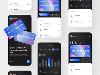 Transferin - Digital Wallet App bank banking banking app card clean coin credit card design digital wallet finance financial fintech minimal minimalist mobile mobile app money saving transaction wallet