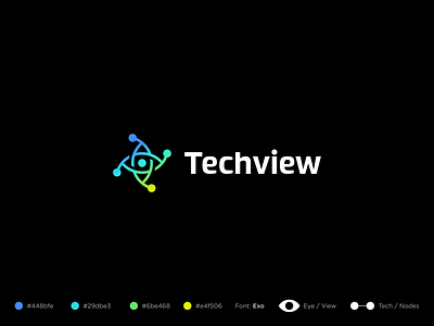Techview abstract branding color connect design eye eye logo gradient identity logo mark network node nodes symbol tech tech logo technology ui view
