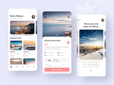 Travel accommodation application ui ux 图标 应用 插图 移动 设计