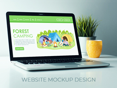 Forest camping website mockup design activity adventure background branding business camp camping design forest holiday mock up mockup recreation tourism travelling user friendly vacation vector website website design