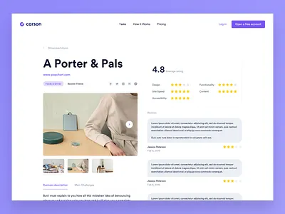 Carson - Store Showcase app clean modern platform redesign simple ui webdesign website