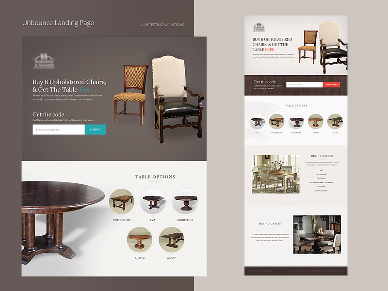 Landing Page AB Testing ab test ab testing call to action email marketing email template freelance agency freelancer furniture furniture store ladning page landing page design landing page development sales app unbounce unbounce design website website banner website concept website design website template