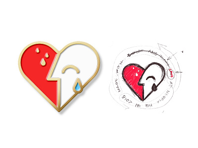 Pin Mockup 😢😓❤️💛 abstract color cry eye face heart icon identity illustrations linework logo love mark minimal mockup monogram palette pin sweat symbol