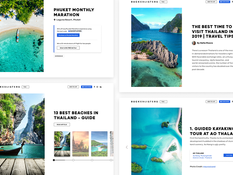Landing Pages Design | BucketListers city design design system gui plane saas style guide tour travel travel app trip trip planner ui vacation visual style guide web web design