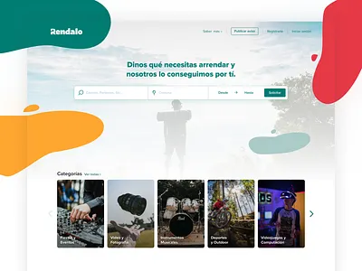 Rendalo Update categories color ecommerce homepage landing page logo rendalo rent vibe web