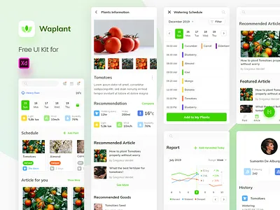 Waplant Mobile Apps Free UI kit adobexd free ui free ui kit free xd freebies fruit ilustration ios planting plants scan ui ui kit ui8 uiux ux uxdesign watering weather