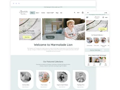 Baby Products eCommerce site with mobile version babies baby baby clothes eco ecommerce ecommerce design ecommerce shop fashion flat design landing page online shop online shopping online store shopify shopify store ui design uxui web design webdesign website