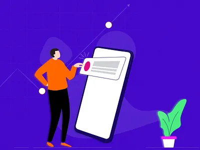 Push Amplification amplification design illustration man mobile plant push push notification statistics touch uiux vector