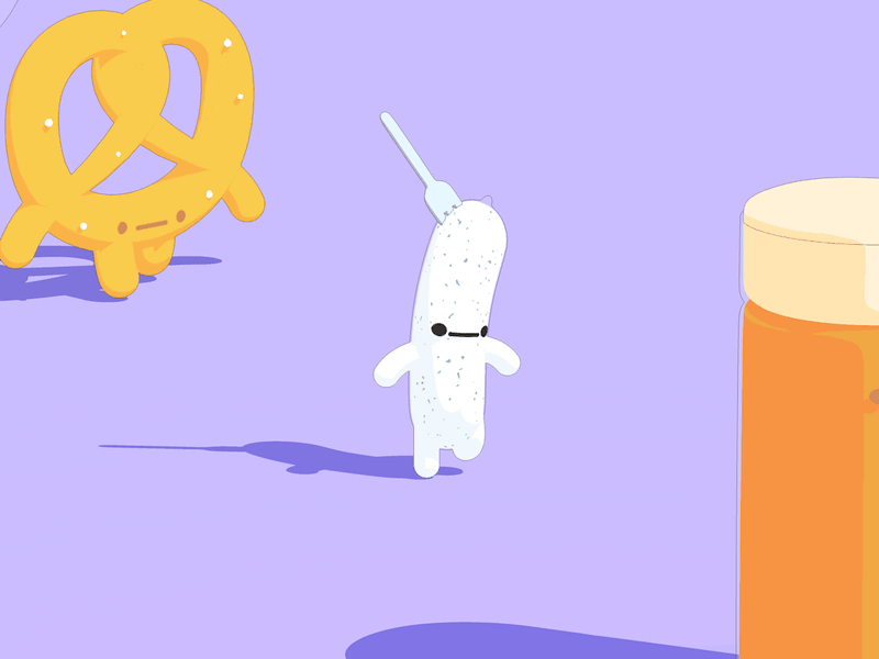 Bavarian breakfast 🥨🍺🌭 bavaria bayern beer bier c4d cinema 4d kawaii sketch and toon weisswurst wurst