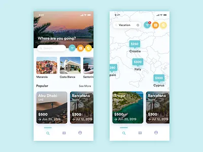 Hot Summer • Search screen app apps design ios map mobile search sketch travel trips travelapp traveling ux vector