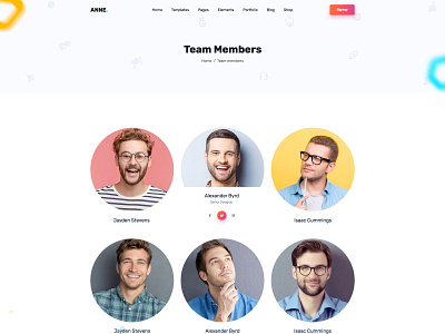 Anne Team Member landing page modern responsive website templates team template user interface design website design