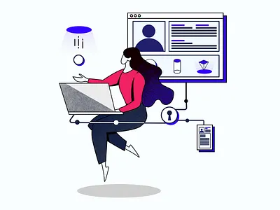 Building Decentralized Application Illustration blockchain blockstack branding clean design friend icon illustration minimal minimalist purple simple ui ux vector web website