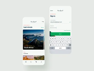 Travel Quest App - 02 - Sign in & Explore adventure app branding illustration logo mobile onboarding product design quest travel app traveling typography ui ux wallet