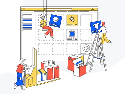Illustration. Corporate Identity & Website Design. B2BasketHd branding clean design embacy illustration illustrator landing landing page landingpage linear linear illustration minimal ui website