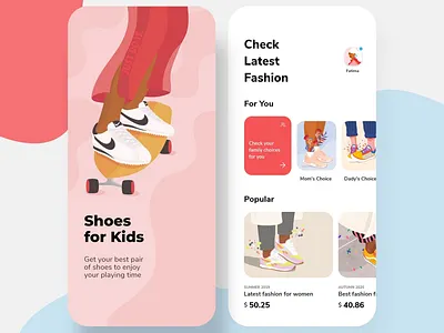 Shoes Store for Kids App app cards colors design e commerce app icons illustration art ios kids shoes typography ui uidesign uidesigner uiux uiuxdesign ux uxdesigner vector visual design