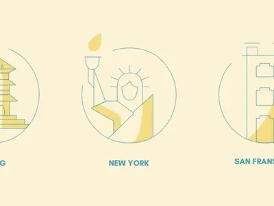 Location Icons beautiful blue clean design illustration location icon locations new york new york city peking san fransisco yellow