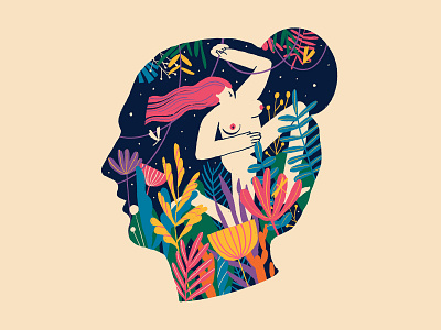 Cage art cage dream flower illustration india plants power woman