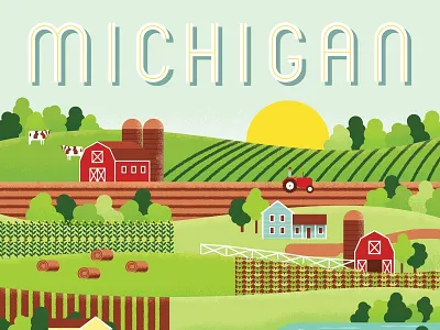 Michigan Countryside barn countryside design digital digital art graphic graphic design illustration illustration design illustrator inspiration lettering michigan vector