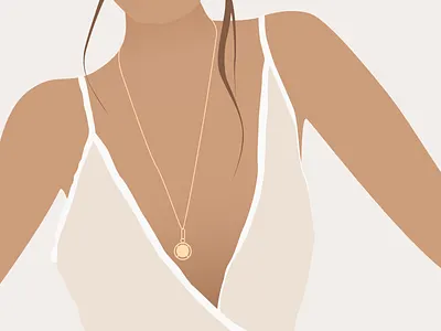 Illustration | The girl with the necklace dribbble invitation dribbble invite flat girl illustration invitation julie charrier minimal necklace summer ui vector
