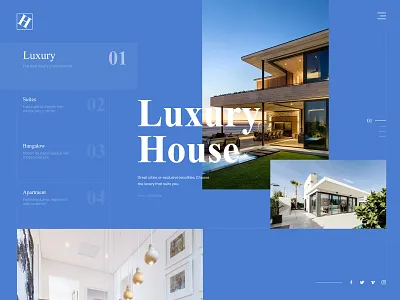 Real Estate : Luxury House Landing Page blue clean concept conceptdesign design flat landing page real estate realestate typography web webdesign website