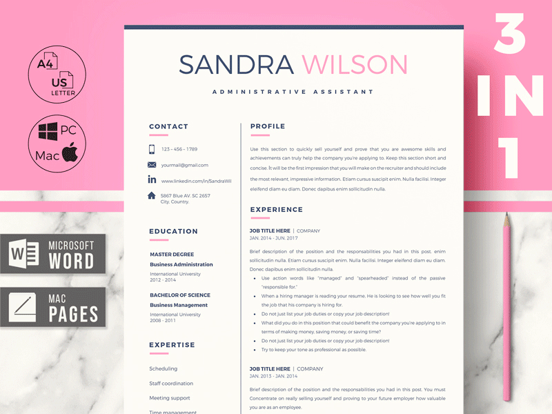 Creative Resume Template for Administrative Assistant. action verbs administrative assistant resume application letter cover letter creative cover letter creative resume curriculum curriculum development cv cv examples instant download references resume page resume bundle resume design resume examples resume layout