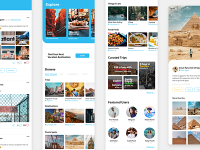 Travel App design mobile mobile app modern social app social media travel travel app trips ui ux
