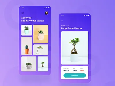 Tanduran - Smart Plant App clean design gradient color iphonex mobileapp plants purple smarthome ui ux