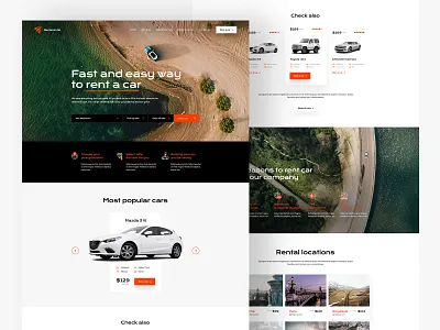 Car rental — Website black car design gray landing minimalist olbromski orange rental road theme trip ui vehicle visiontrust web website white wp