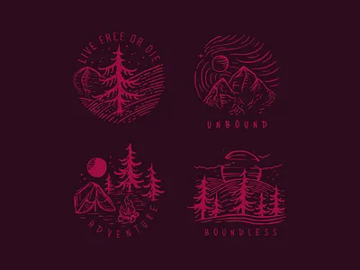 Boundless - Technique Experiment camping forest logo logotype mountain nature new england new hampshire print trees