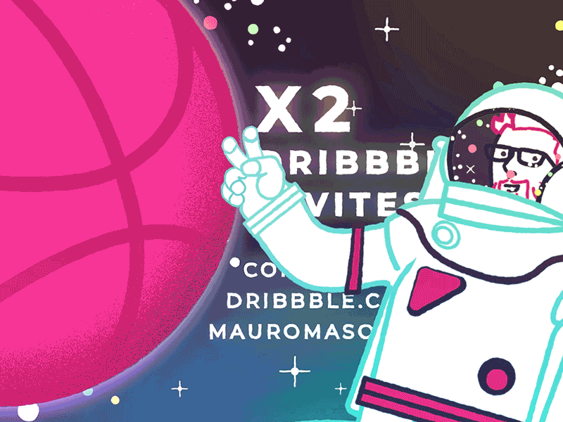 Dribbble invites giveaway!! 2d aftereffects animation astronaut character character design deckard977 dribbble invite illustration illustrator invite invite giveaway mauro mason motiondesign motiongraphics space