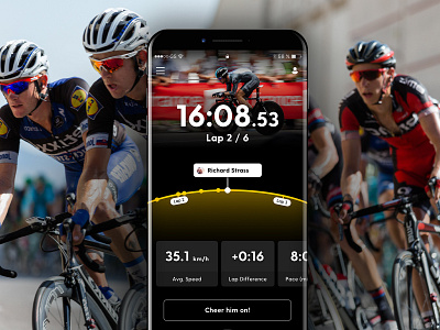 Cycling Event Track App app application barbell competition concept contest cycling event fitness games mobile running sketch ui