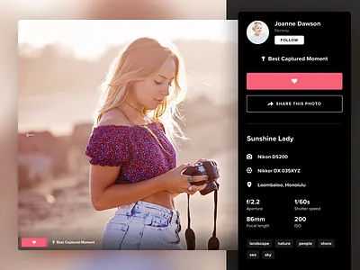Photo Details Fullscreen Modal clean competitions competiton contest contests details exif fullscreen gallery modal photo photographer photographers photos popup shuttout ui vote web website