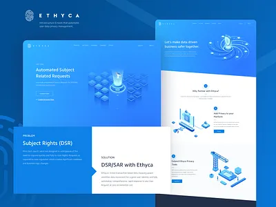 Ethyca - Partner Page & Profile Landing Page automatic blue cloud code data homepage illustration isometric landing page management partner privacy profile web design