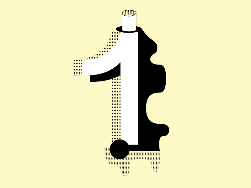 x1 Dribbble Invite GIF-T 2d animation black and white dailyui digital draft frames geometric gif illustration interactive invite layers line art loop number one shapes win yellow