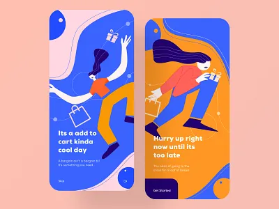 Shopping app onboarding app buy cart category character design ecommerce fashion app illustration ios mobile app design onboarding screen online shop online store order payment product design search shopping app ui ux