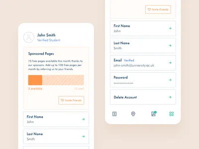 Account Details Page account app design interface ios iphone x profile real project student ui widget wip