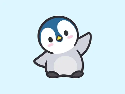 Baby Penguin logo animal animal brand branding branding cartoon illustration waving cold ice snow cute emblem friendly icon fun icon identity illustration kawaii logo logo sticker happy mark penguin logo