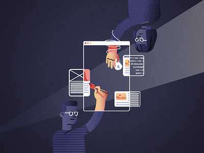 Where design and development meet collaboration components design engineering gradient grain illustration teamwork ui vector visual design